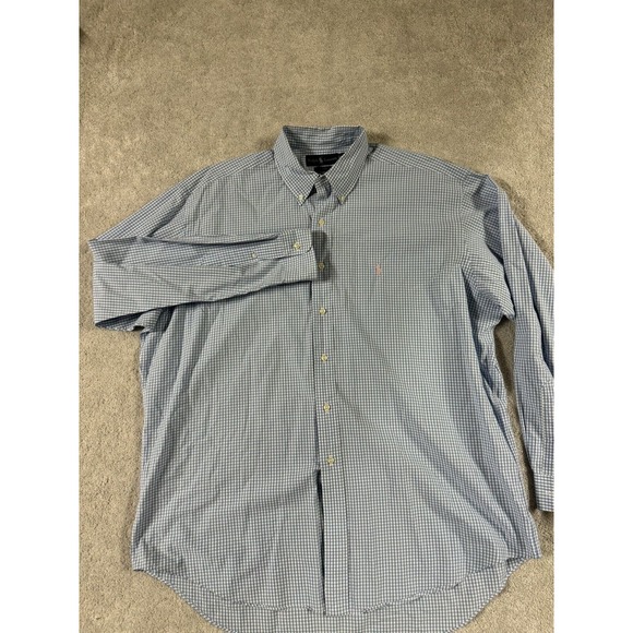 Ralph Lauren Shirt Mens XLARGE blue gingham check Button‎ Up long sleeve SIZE XL - Picture 4 of 7